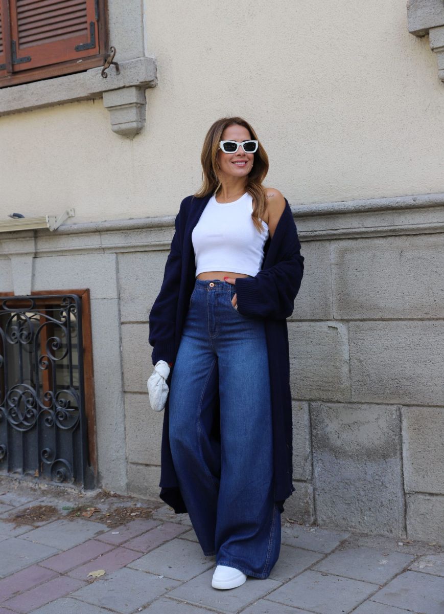 Mavi Bel Detay Bol Paça Jean Pantolon   resmi