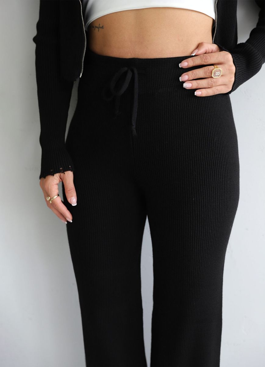 Siyah Fermuarlı Triko Pantolon Takım   resmi