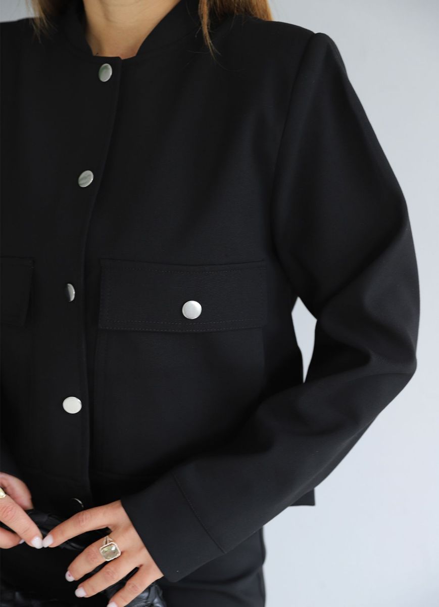 Siyah Torba Cep Detay Vatkalı Ceket   resmi