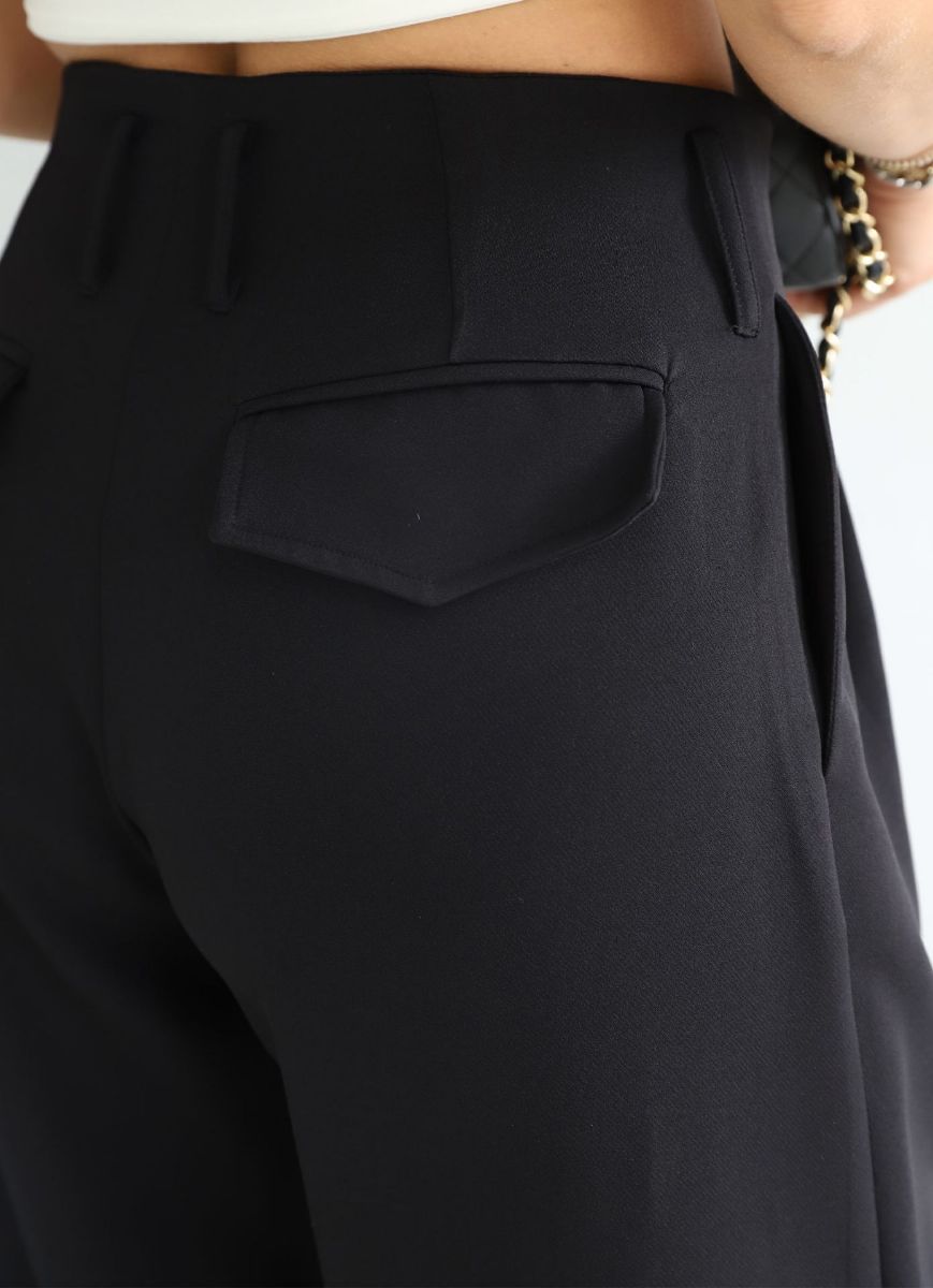 Siyah Kapak Cep Detay Ceket Pantolon Takım   resmi