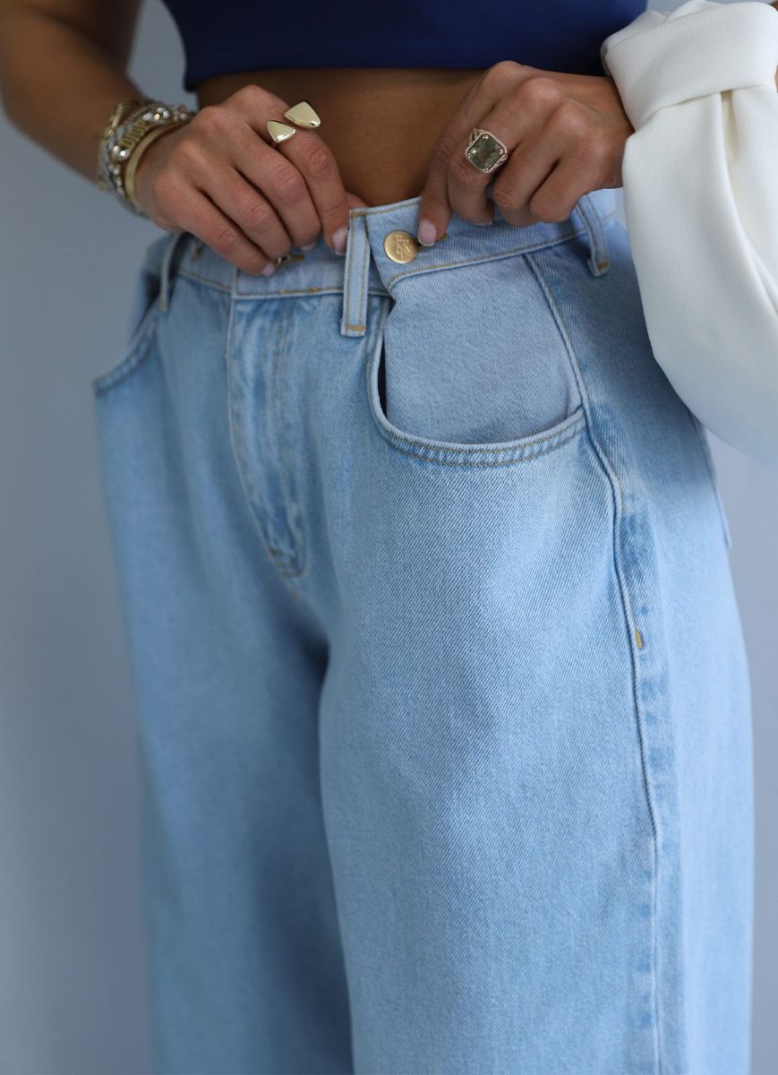 Mavi Bel Detay Bol Jean Pantolon   resmi